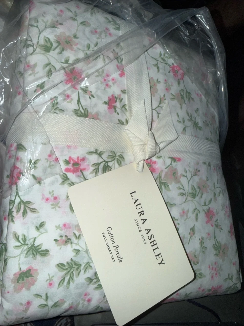 Laura Ashley Pink and Green Floral Full Sheet Set